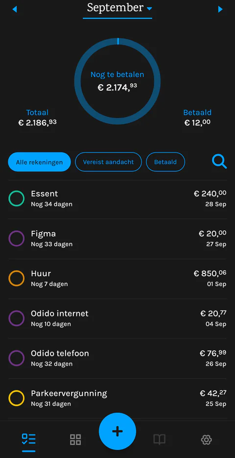 Bills and due dates in one place